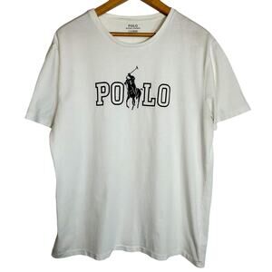Polo Ralph Laren Spell Out Front Hit Big Pony Graphic Tee White/ Blue LG Peru